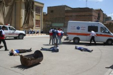 مانور پدافند غیرعامل در مدرسه شهید بهشتی هرسین برگزار شد+تصویر