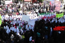 مراسم راهپیمائی ۱۳ آبان در هرسین برگزار شد/اعلام انزجار از شیطان بزرگ با طنین فریادهای "مرگ بر آمریکا" 