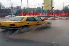 تصاویری از یک روز بارانی و آبگرفتگی معابر در هرسین+فیلم