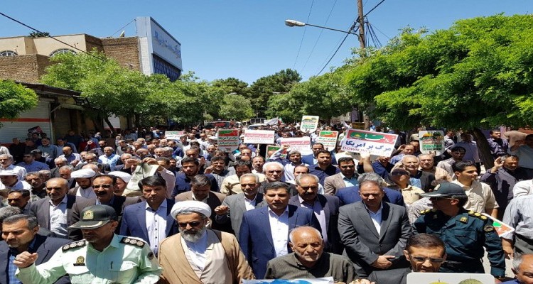 حضور پرشور مردم در راهپیمایی روز جهانی قدس در هرسین/ نه به معامله قرن