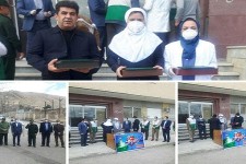 تقدیر خادمیاران رضوی از کادر درمان بیمارستان شهدا هرسین و عیادت از بیماران بستری 