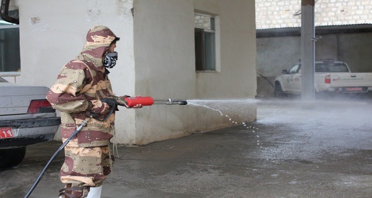 گند زدایی و ضدعفونی 5اداره پرتردد و چند محله در هرسین