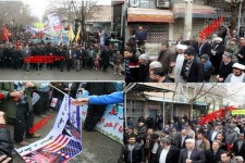 طنین فریادهای مرگ بر آمریکا و انگلیس مردم هرسین در راهپیمایی ۲۲ بهمن 