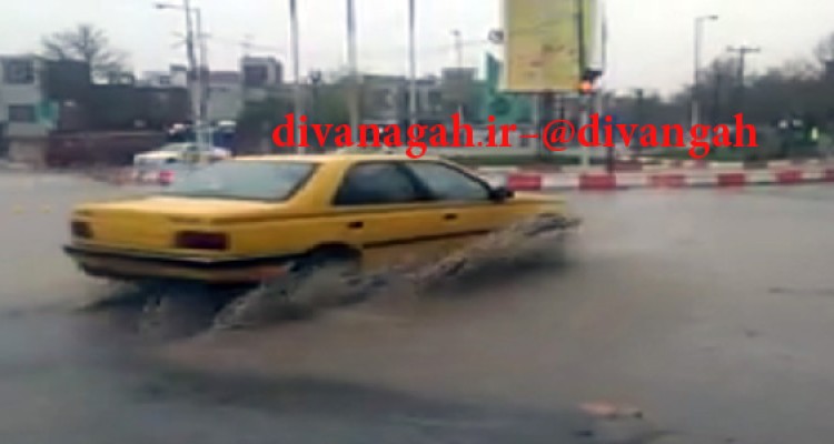 تصاویری از یک روز بارانی و آبگرفتگی معابر در هرسین+فیلم