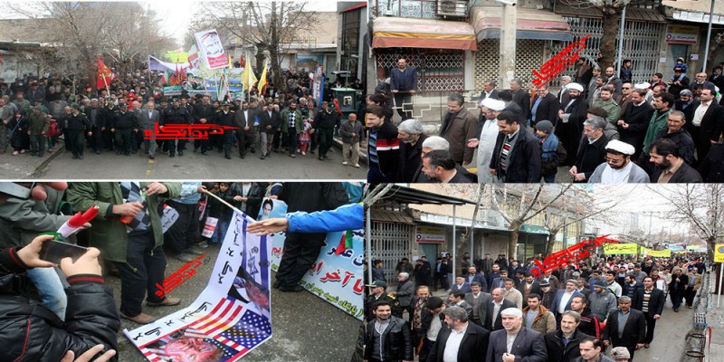 طنین فریادهای مرگ بر آمریکا و انگلیس مردم هرسین در راهپیمایی ۲۲ بهمن 