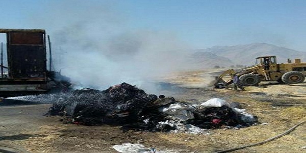  کشنده هوو در مسیر بیستون به کرمانشاه در آتش سوخت 