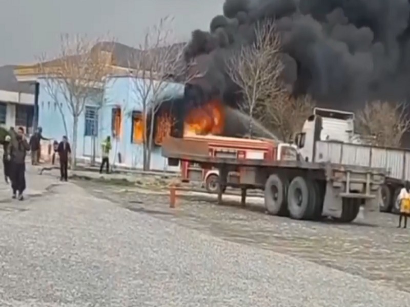 آتش‌سوزی ساختمان پمپ بنزین تمرگ شهرستان هرسین